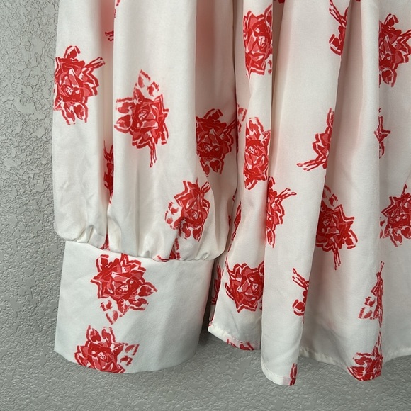 SHEIN White & Red Floral Flowy Boho Summer Casual Top Size XL - Picture 2 of 6